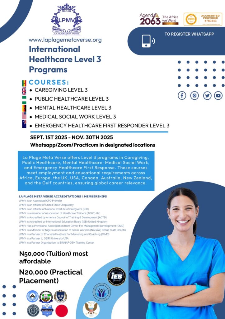 International Healthcare Level 3 Programs – La Plage Free Certificate